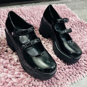 Black Platform Mary Jane Shoes 5.5
